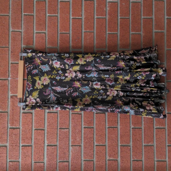 CAbi Greens and Browne Reversible Flowy Maxi Skirt A-Line - Picture 2 of 5